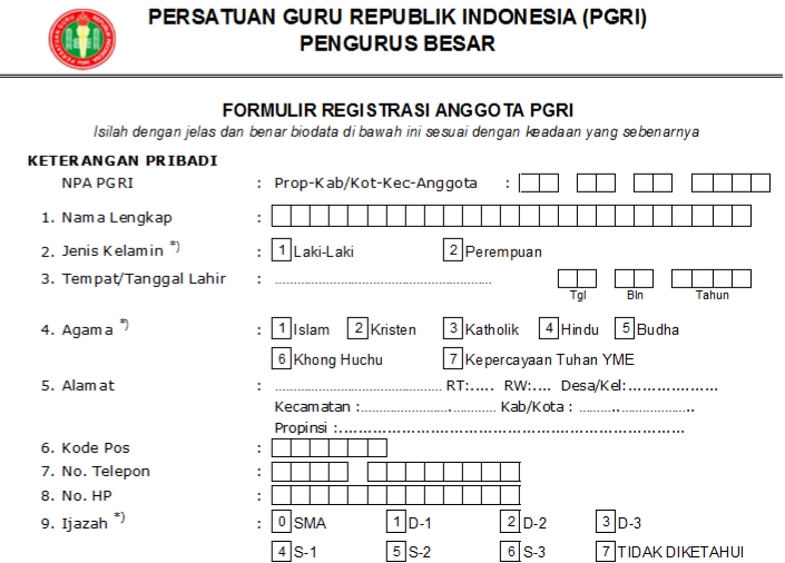 Pendaftaran PGRI Ciledug - Persatuan Guru Republik Indonesia Cabang Ciledug